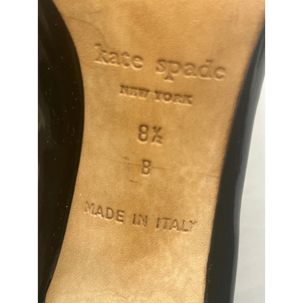 Kate Spade New York Karolina Pumps Women 8.5 Black Patent Leather Bow Round Toe